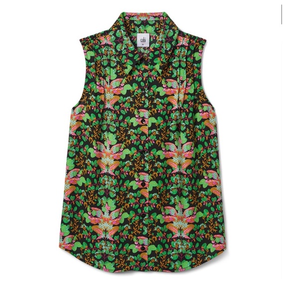 Cabi Pixie Top Women’s Size Small Pleated Sleeveless Button Down - Picture 5 of 9